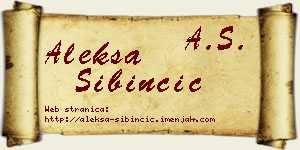 Aleksa Sibinčić vizit kartica